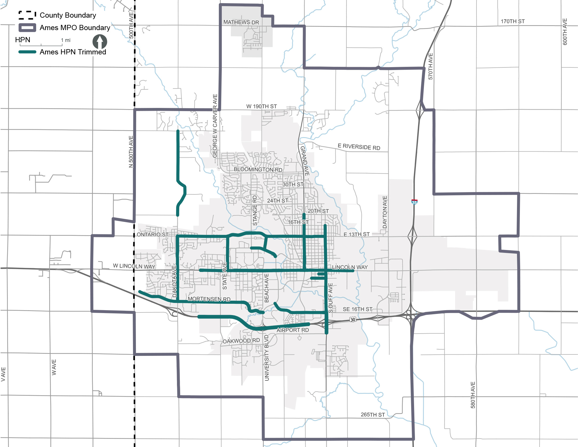 High priority corridors map